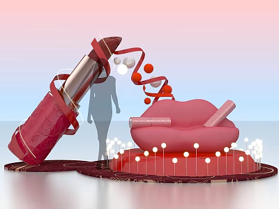 Art Device Lipstick Display Meichen Display Lips Sofa Ribbon DP Point 3d model