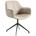 Beige Leather Single Chair With Modern Design Armrest Tufted Backrest And Metal Tripod Base
