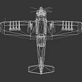 Blue Block Model Airplane With Yellow Black Propeller Cockpit And Wing Details