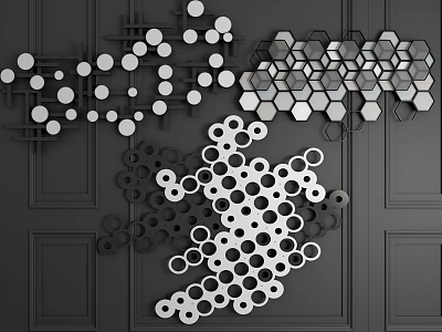 Geometric Wall Decor With Circular Hexagonal Patterns In Black White For Modern Home 3d model