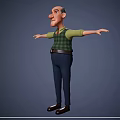 Cartoon Man with Outstretched Arms in Green Shirt Green Plaid Vest Blue Pants Black Shoes
