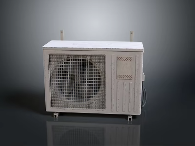 Efficient Air Conditioner Outdoor Unit With Metal Casing And Fan Grill 3d model
