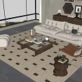 Quiet Chinese and ancient style sofa tea table combination multi-person sofa leisure chair floor lamp ornaments 3d model