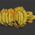 Detailed Yellow Seahorse Sculpture With Intricate Textured Body And Curled Tail