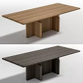 Modern Minimalist Dining Table With Light And Dark Wooden Finishes Featuring Simple Sturdy Base Design