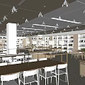 Modern Library Book Bar Reading Room Bookshelf Bookcase Bookstore 3d model