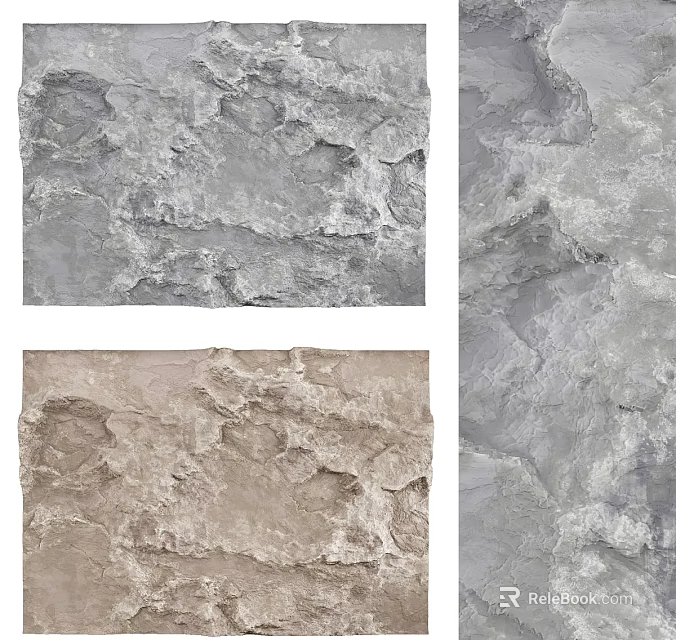 Textured Wall Design With Natural Stone Texture In Neutral Gray And Beige Tones 3d model 