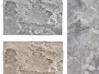 Textured Wall Design With Natural Stone Texture In Neutral Gray And Beige Tones 3d model