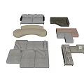 Modern Gray Modular Sofa Set with Sectional Curved and L-shaped Designs 3d model