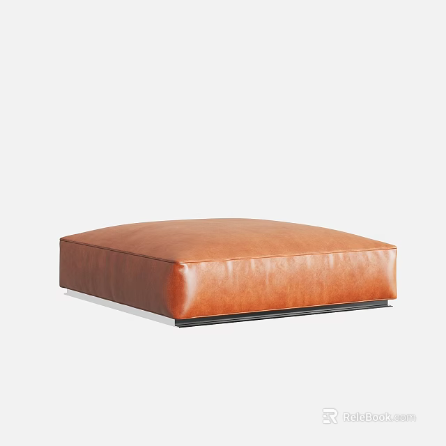 Stylish Brown Leather Ottoman With Modern Design And Comfortable Upholstered Surface 3d model