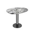 Modern Round Coffee Table With Marble Top And Metal Cylinder Base 3d model
