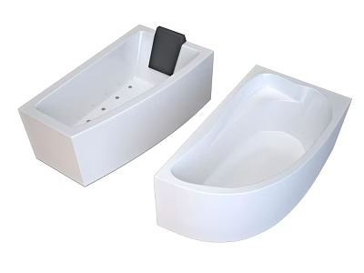 Two White Bathtubs With Black Cushion And Sleek Modern Design For Bathroom 3d model