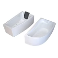 Two White Bathtubs With Black Cushion And Sleek Modern Design For Bathroom
