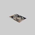 Square Rug With Abstract Geometric Lines In Black Beige Blue And Yellow Tones