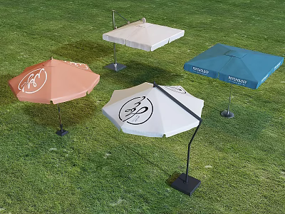 Various Colors Outdoor Patio Umbrellas With Stand Base For Garden Sun Shade 3d model