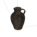 Ancient Handcrafted Ceramic Jug With Rustic Brown Texture And Handle 3d model