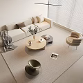 Sofa coffee table combination 3d model