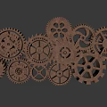 Wooden Mechanical Gears Design With Various Sizes And Intricate Patterns 3d model