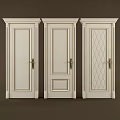 Stylish Cream Hinged Doors With Different Designs Diamond Patterns And Metal Handles 3d model