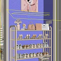 White Multi Tiered Shoe Rack Organizing High Heels Sneakers With Handbags And Flower Vase