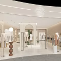 Modern Light Colored Clothing Store Interior With Hanging Racks Displayed Clothes And Plants