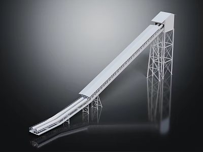 Industrial Conveyor Belt Equipment With Inclined Metal Frame For Material Transportation 3d model
