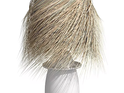 Natural Woven Table Lamp With White Ceramic Base And Minimalist Design 3d model