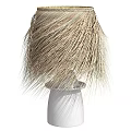 Natural Woven Table Lamp With White Ceramic Base And Minimalist Design