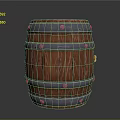 Rustic Wooden Barrel With Metal Hoops And Textured Wood Staves