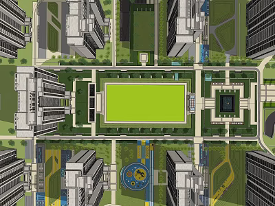 Metropolitan style residential district view 3d model