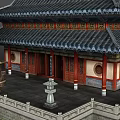 Traditional Chinese Architecture With Tile Roof Red Doors Stone Steps Incense Burner Tree And Reflection