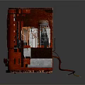 Vintage Red Old fashioned Radio style Headphone Speaker featuring Wooden Texture Grille and Control Knobs