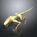 Detailed Golden Reptile Creature 3D Model Featuring Sharp Claws And Fangs 3d model