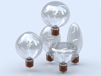 Multiple Modern Transparent Light Bulbs With Copper Bases For Daily Use 3d model