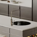 Modern Bathroom Sink With Stainless Steel Faucet Black Basin And White Countertop