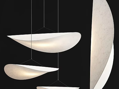 Modern Leaf Shaped Pendant Lights Hanging With Light Colored Material And Soft Illumination 3d model