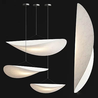 Modern Leaf Shaped Pendant Lights Hanging With Light Colored Material And Soft Illumination 3d model
