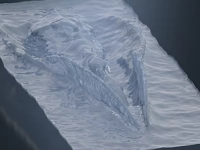 Detailed Iceberg Display With Wavy Surface And Textured Ice Formation 3d model
