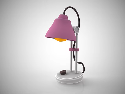 Stylish Pink Table Lamp Design With White Base And Black Stand For Home 3d model