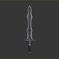 Mythical Silver Sword With Blue Glowing Accents And Detailed Hilt Design 3d model