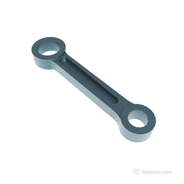 Mechanical Linkage Metal Component With Two Circular Holes And Elongated Body 3d model 