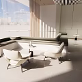 Modern Minimalist Table And Chair Set With White Leather Chairs In Bright Interior Lounge