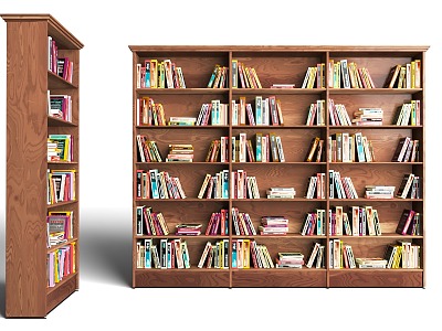 Study Bookcase Library Bookshelf Collection Large Bookcase 3d model