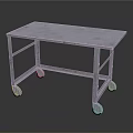Sturdy Metal Frame Utility Table With Marble Top Lower Shelf And Rolling Wheels