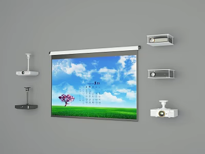 Efficient Projection Monitoring Setup with Wall and Bracketed Surveillance Cameras Calendar Scenic 3d model