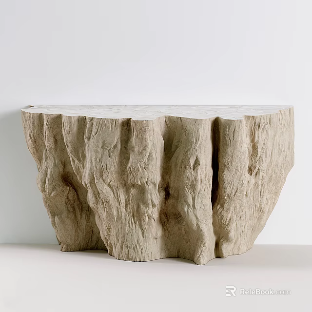 Natural Tree Stump Inspired Reception Desk With Rough Texture And Organic Design 3d model