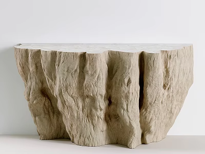 Natural Tree Stump Inspired Reception Desk With Rough Texture And Organic Design 3d model