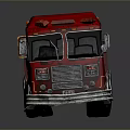 Red Fire Truck With Detailed Design Silver Parts And Orange Top Reflective Surface
