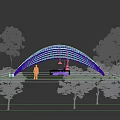 modern pavilion bamboo pavilion viewing platform 3d model