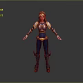 Fantasy Female Warrior Character With Golden Hair And Blue Gold Armor 3D Model Design